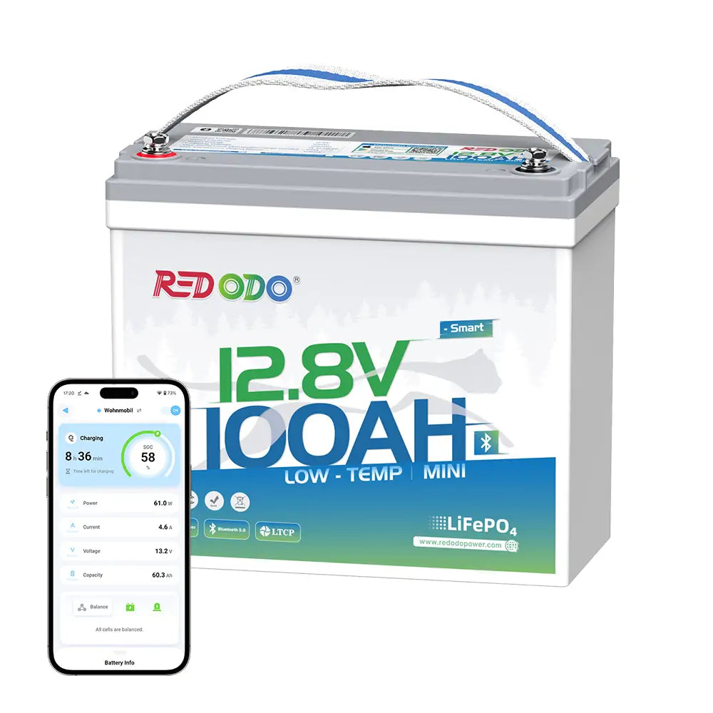 Redodo 12V 100Ah Mini Bluetooth LiFePO4 Battery