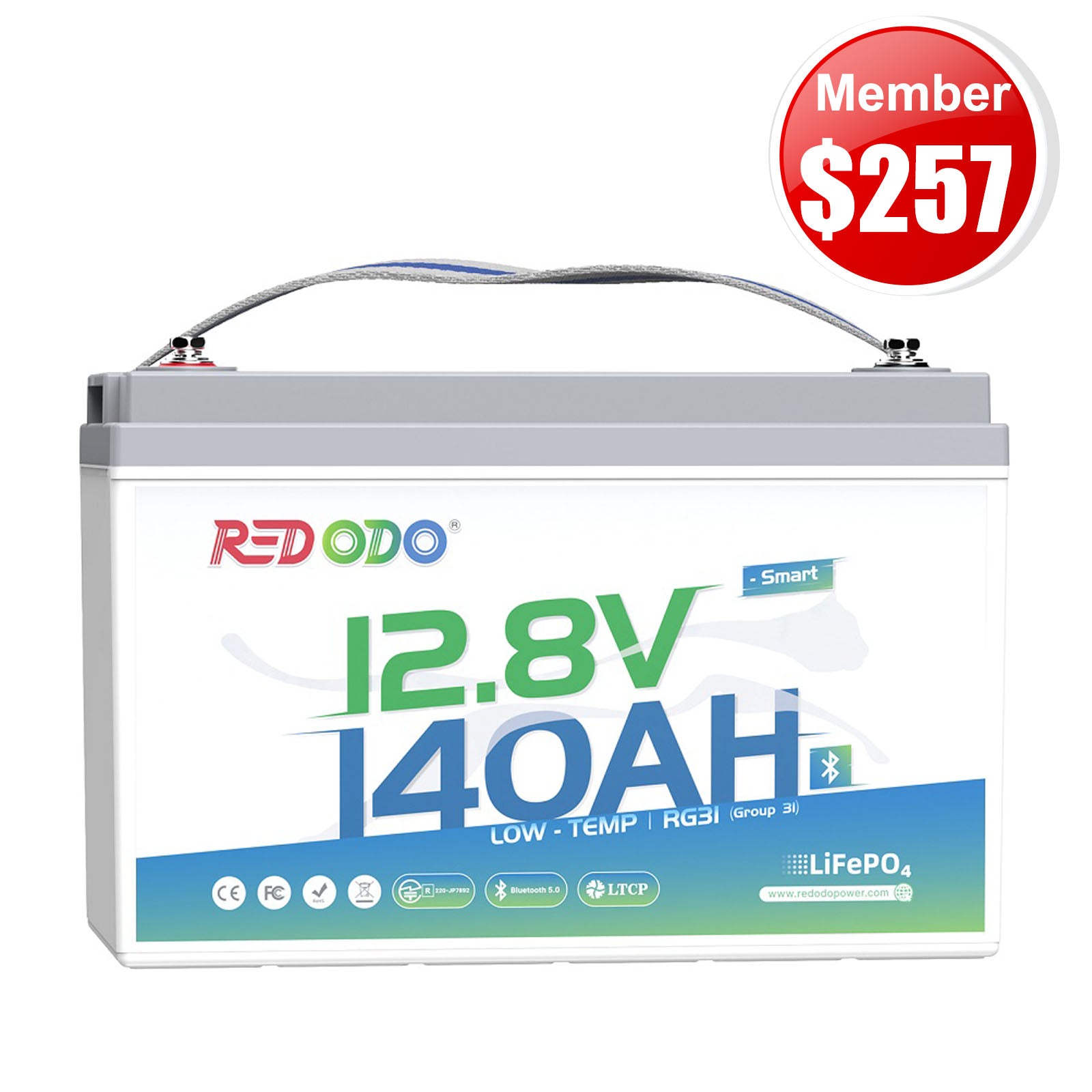 🎄【Xmas Member Price $257】【Pre-Order】Redodo 12V 140Ah Bluetooth Lithium Battery with 150A BMS, Compact Group 31 Size