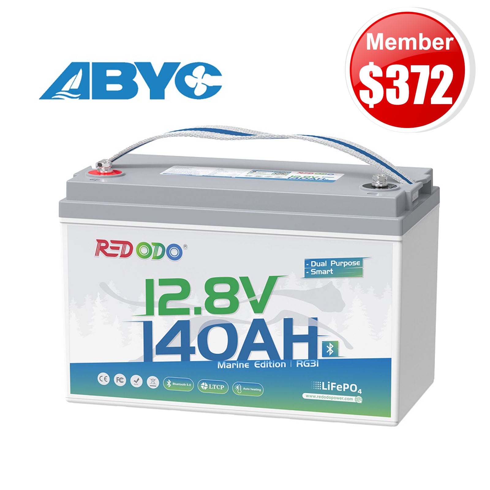 🎄【Xmas Member Price $372】Redodo 12V 140Ah Dual Purpose Marine Battery, 1000 CCA