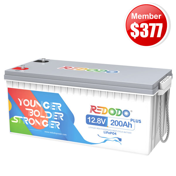 ⚡【Membership Price $377】Redodo 12V 200Ah Plus Deep Cycle Lithium LiFePO4 Battery with 2560W Max. Load Power