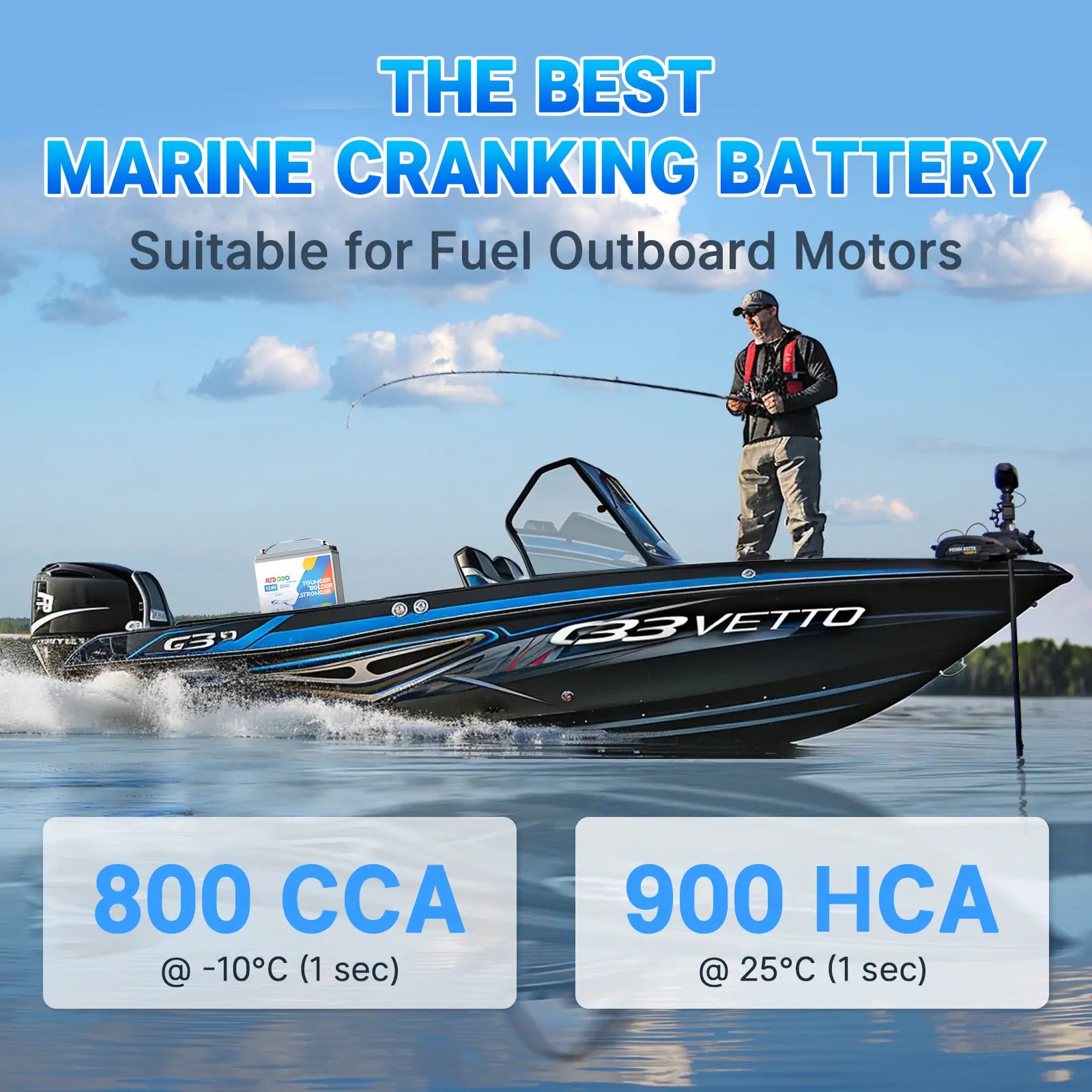 800 CCA marine cranking battery 