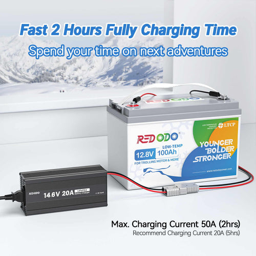 Redodo 12V 100Ah Best Lithium Trolling Motor Battery With fast 2 hours fully charging time