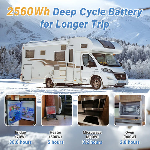 high energy 2560Wh deep cycle battery for longer trip