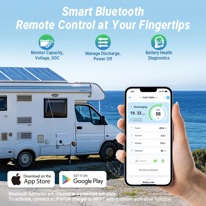 Group 31 RV battery with smart bluetooth