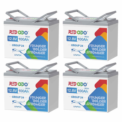 4 pieces Redodo 12V 100Ah group 24 Deep Cycle Batteries