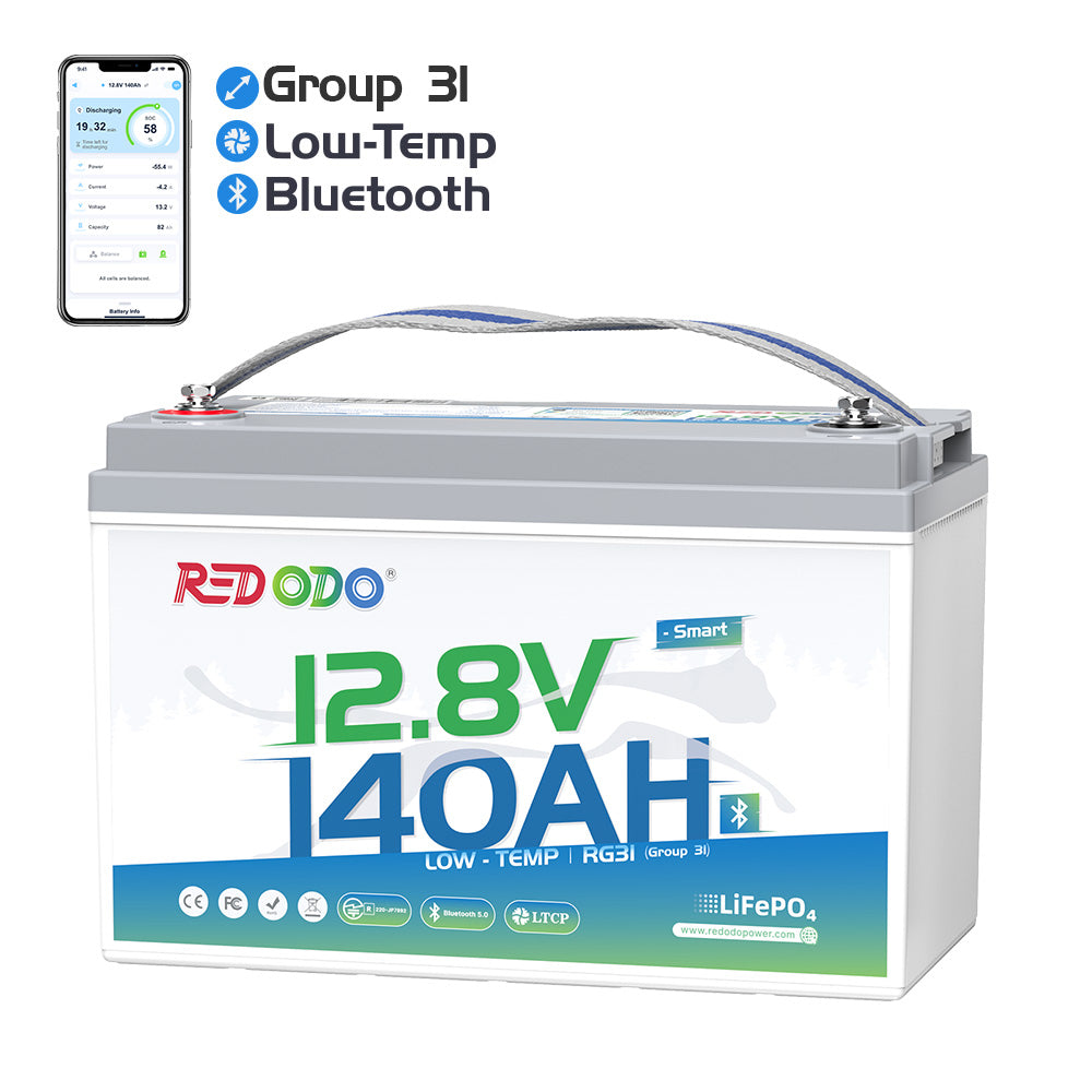 Redodo 12V 140Ah Group 31 Deep Cycle Lithium Battery with Bluetooth | Same Size, 40% More Capacity