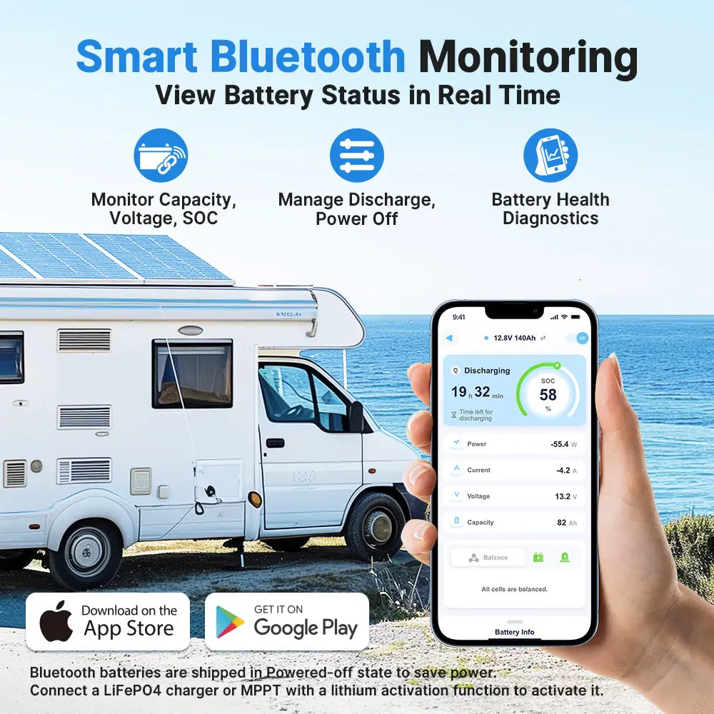 140Ah group 31 deep cycle battery with bluetooth monitoring