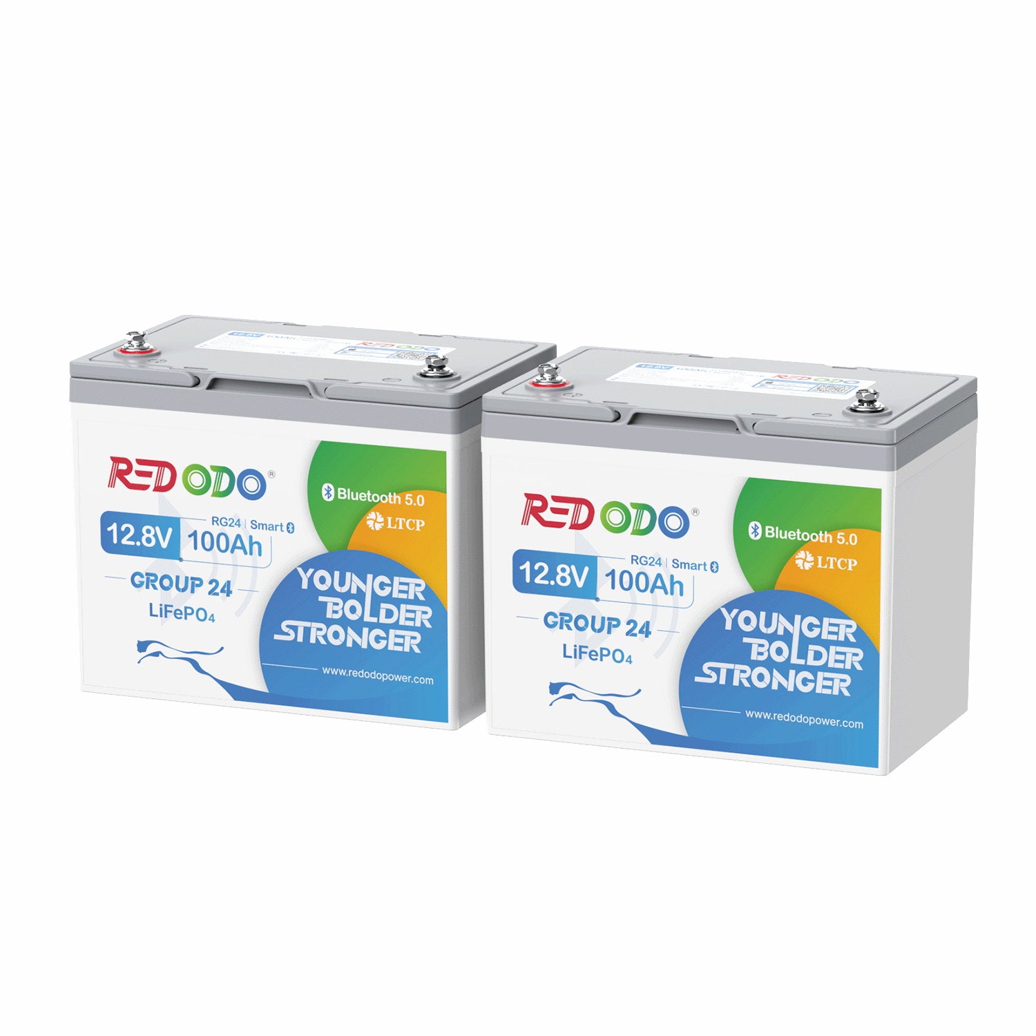 2 pack of Redodo Group 24 LiFePO4 Battery bluetooth