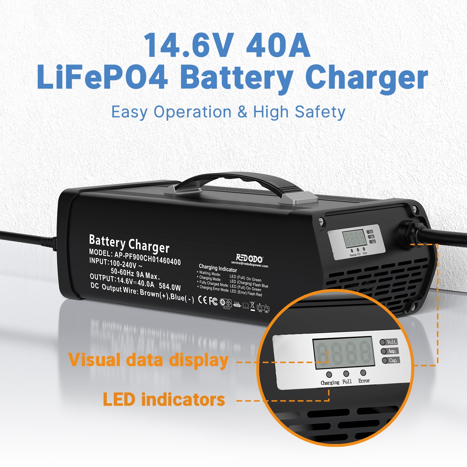 Redodo 14.6V 40A LiFePO4 Battery Charger - Redodo Power