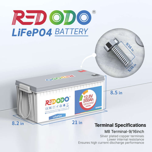 the dimension of Redodo 12V 200Ah Lithium Battery with 1280W Max. Load Power