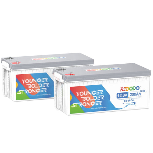 2 pieces Redodo 12V 200Ah Plus Deep Cycle Lithium Batteries with 2560W Max. Load Power